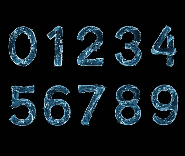 Numbers Made Splashes Water Black Background — Stock fotografie