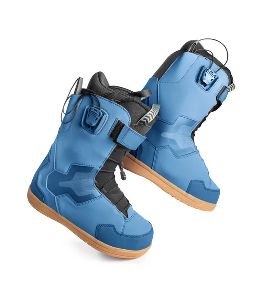 Blue Technological Snowboard Boots Isolated White Background — Stock Photo, Image