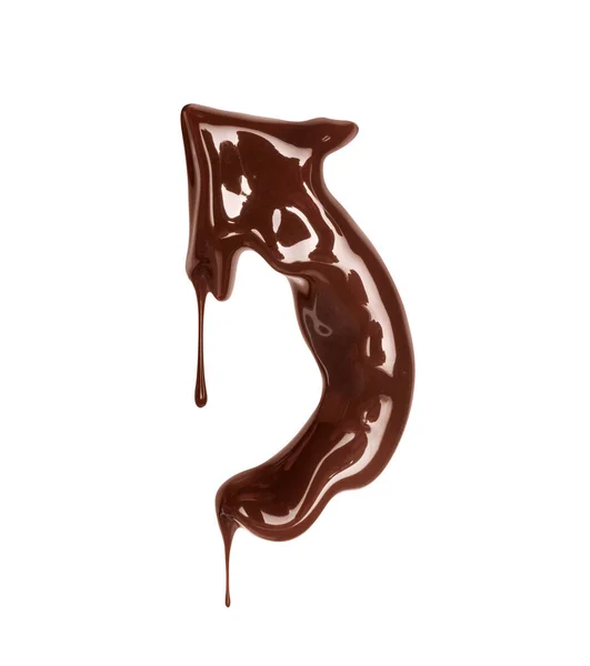 Tropfen Tropfen Von Schokoladenpfeil Auf Weißem Hintergrund — Stockfoto