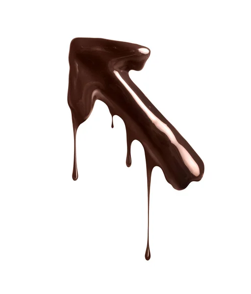 Chocolate Arrow Dripping Drops White Background — ストック写真