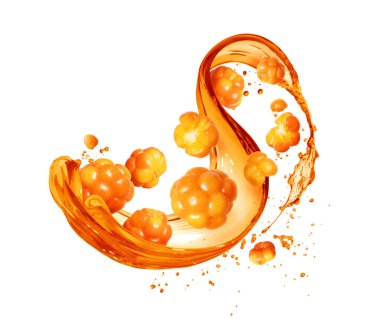 Beyaz arka planda izole edilmiş sarı meyve suyu damlacıkları. 