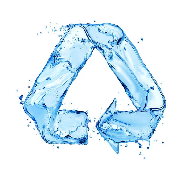 Знак Переробки Водяних Бризок Ізольовано Білому Тлі — стокове фото