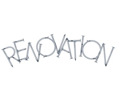 Kelime yenileme beyaz arkaplanda izole edilmiş çivilerden yapılır