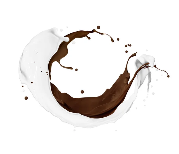 Dairy Chocolate Splashes Air Isolated White Background — Stock Photo, Image