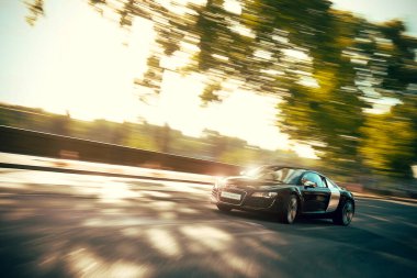 Antalya, Türkiye - 4 Ocak 2021: Black Audi R8 4.2 quattro 