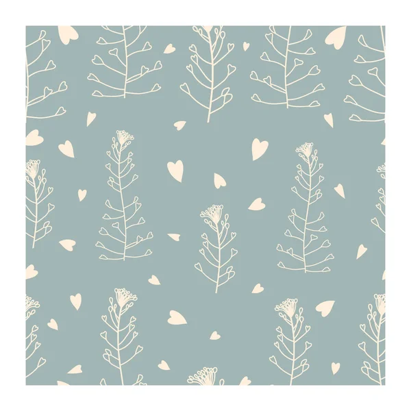 Beyaz kalp biçimli yaprak bitkisi dikey çizgili küçük kalpler etrafa saçılmış yeşil renkli arka plan.