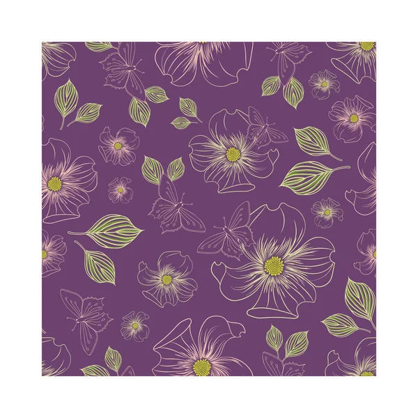 Kelebekler ve yeşil yapraklar etrafa saçılmış.