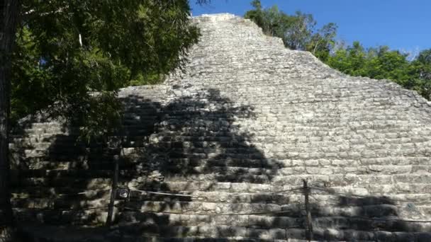 Słynna Piramida Majów Nohoch Mul Riwierze Maya Jest Autentyczną Przygodą — Wideo stockowe