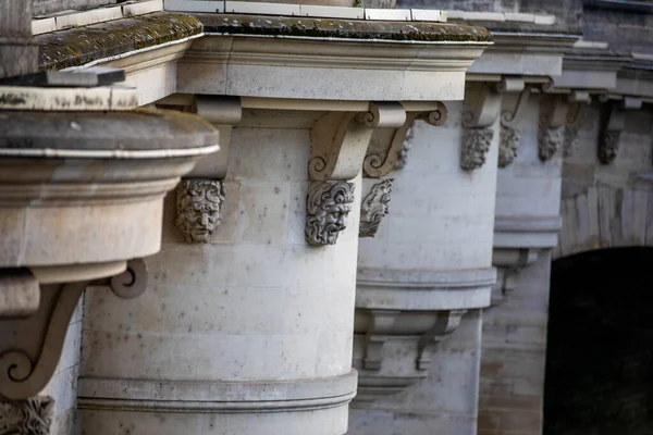 Pont Neuf Pillars Seine River French City Paris Beautiful Monuments — 图库照片