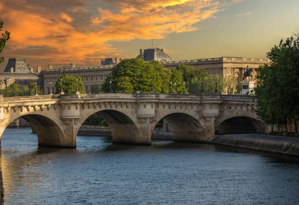 Pont Neuf Seine River French City Paris Beautiful Sunset Paris — ストック写真