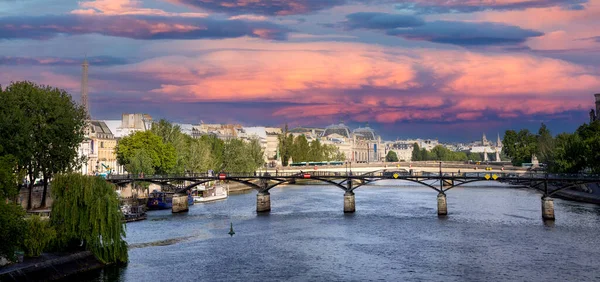 Panoramic View Pont Des Arts Seine River Paris Beautiful Sunset — ストック写真