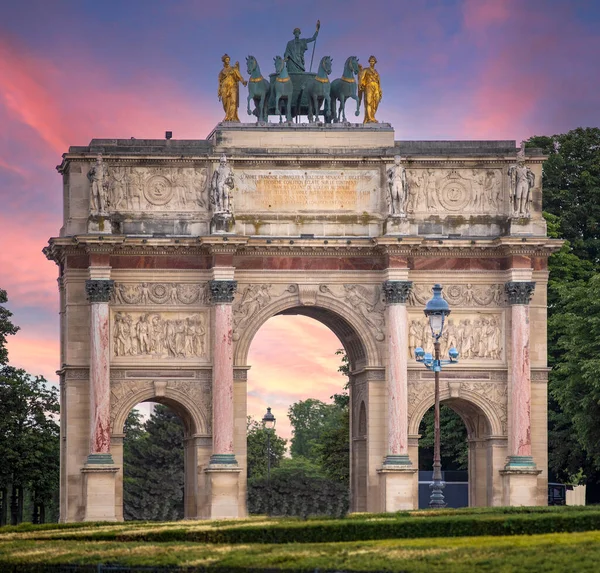 Monument Triumphal Arch Paris Its Carrousel Top Banks Seine River — 图库照片