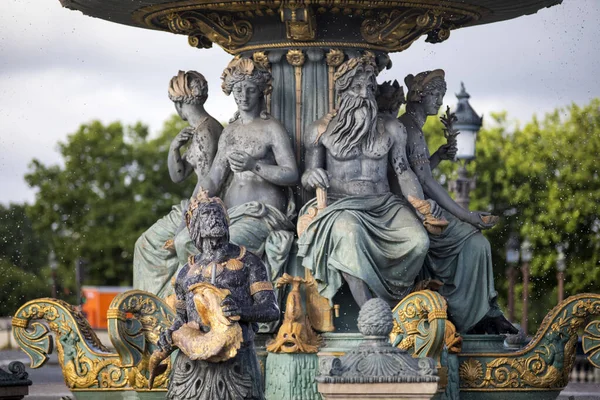 Statues Fountain Seas Place Concorde Paris France One Oldest Squares — 图库照片