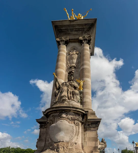 Monument Ornament Alexander Iii Bridge Seine River Paris Most Beautiful — 图库照片