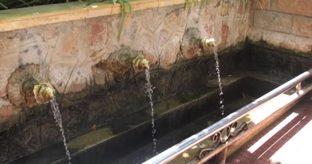 梅拉尔 摩洛哥 Ain Asserdoun的饮水机 是来自泉水的淡水 从瀑布中涌出 涌向花园的梯田 — 图库视频影像
