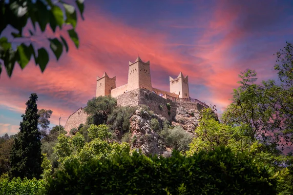 Fabulous Kasbah Beni Mellal Reddish Orange Sky Overlooking Moroccan City — Stock Photo, Image