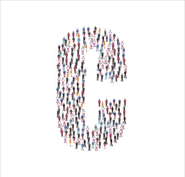 C sınıfı beyaz arka plan şeklinde bir grup insan. Vektör illüstrasyonu