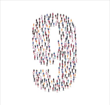 Büyük bir insan grubundan yapılmış 9 numaralı sembol..