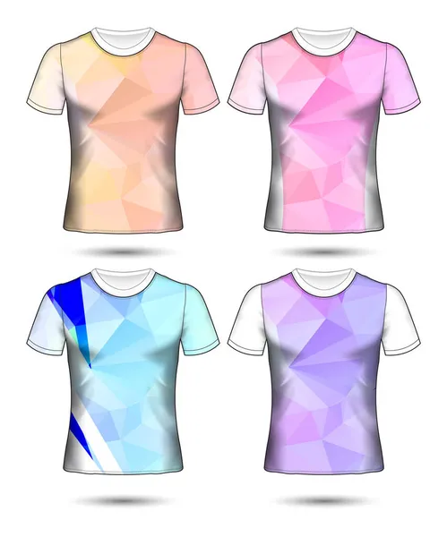 Modelos Shirt Coleção Geométrica Abstrata Diferentes Cores Mosaico Poligonal —  Vetores de Stock