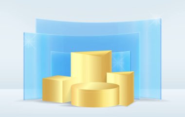 Kozmetik ürünler için 3d biçimlendirilmiş soyut vektör sunumu kozmetik moda ürünü