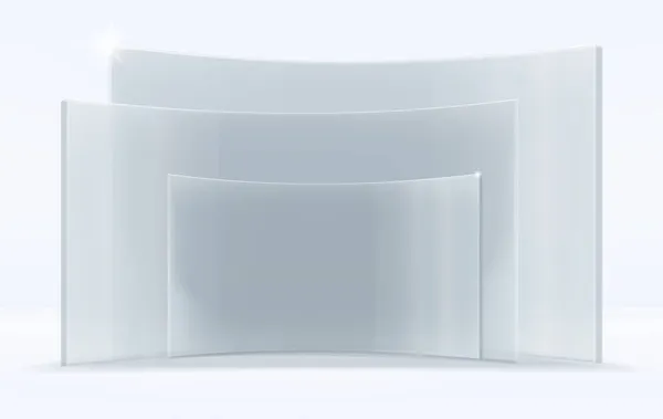 Прозрачный Квадратный Подиум Тенью Косметической Продукции Прозрачным Стеклянным Фоном — стоковый вектор