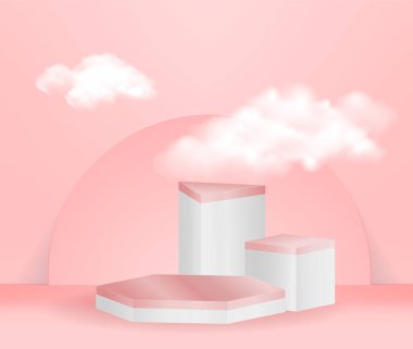 Kozmetik ürün için görünüm Ürün sunumu için boş vitrin modern minimal tasarımda soyut kompozisyon