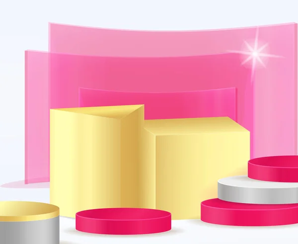 Kozmetik ürün için görünüm Ürün sunumu için boş vitrin modern minimal tasarımda soyut kompozisyon