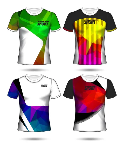 Modelos Shirt Coleção Geométrica Abstrata Diferentes Cores Mosaico Poligonal — Vetor de Stock