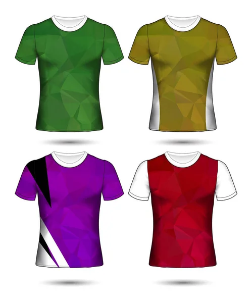Shirt Πρότυπα Αφηρημένη Γεωμετρική Συλλογή Των Διαφόρων Χρωμάτων Πολυγωνικό Ψηφιδωτό — Διανυσματικό Αρχείο