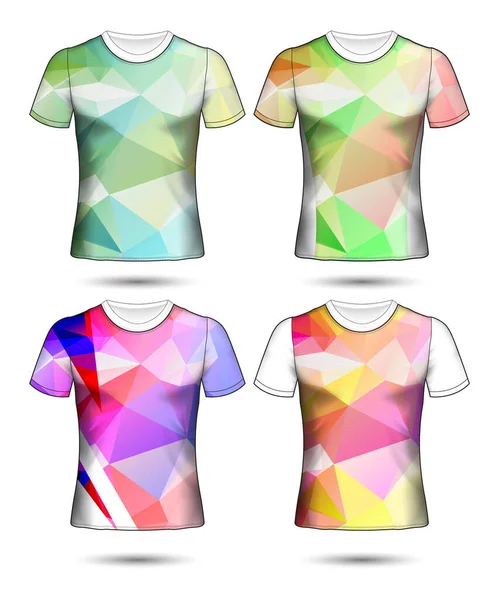 Plantillas Camiseta Colección Geométrica Abstracta Diferentes Colores Mosaico Poligonal — Archivo Imágenes Vectoriales