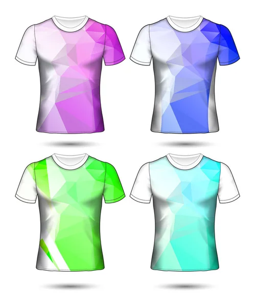 티셔츠의 추상적 기하학적 컬렉션의 폴리곤 모자이크 — 스톡 벡터