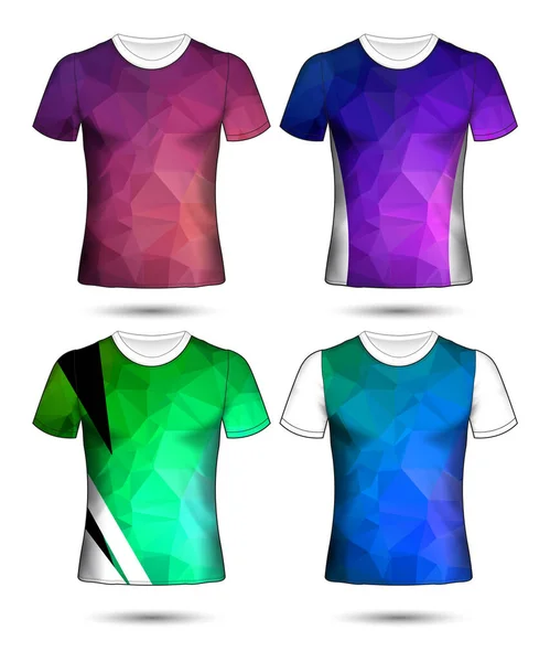 Modelos Shirt Coleção Geométrica Abstrata Diferentes Cores Mosaico Poligonal — Vetor de Stock