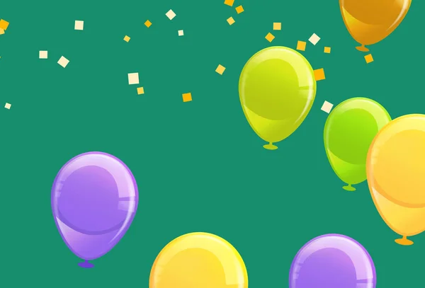 Balões Aniversário Feliz Coloridos Voando Para Festa Celebrações Com Espaço —  Vetores de Stock