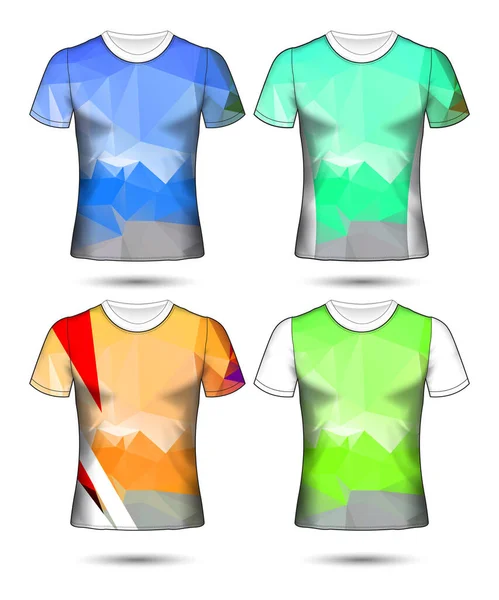 Modelos Shirt Coleção Geométrica Abstrata Diferentes Cores Mosaico Poligonal — Vetor de Stock