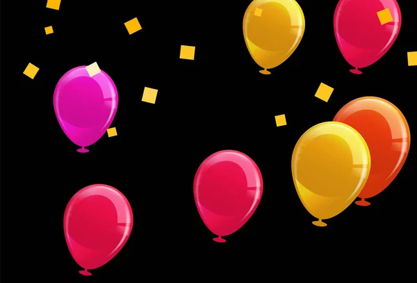 Happy Birthday Hintergrund Mit Kugeln Luftballons Fliegen — Stockvektor