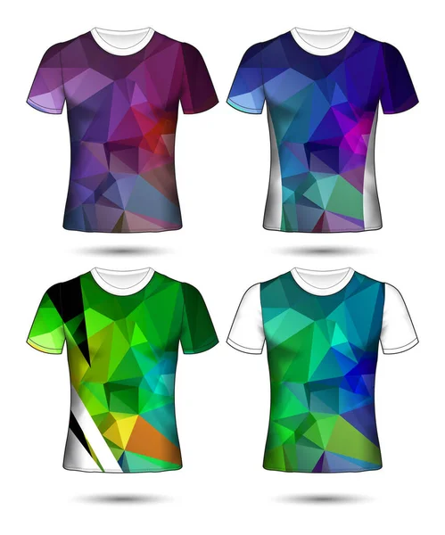 Plantillas Camiseta Colección Geométrica Abstracta Diferentes Colores Mosaico Poligonal — Vector de stock