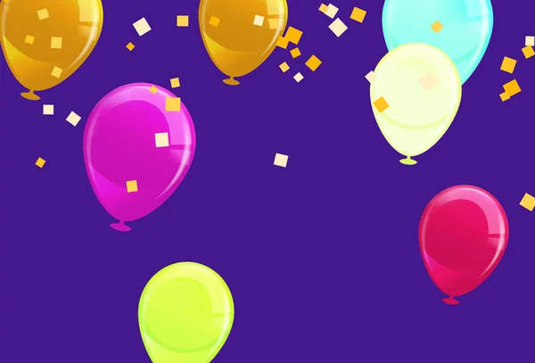 Balões Aniversário Feliz Coloridos Voando Para Festa Celebrações Com Espaço — Vetor de Stock