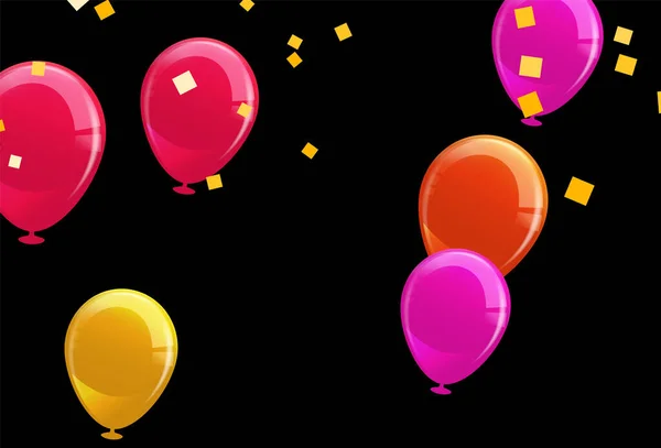 Μπαλόνια Πετώντας Και Γενέθλια Διακοπές Φόντο Θέση Για Κείμενο — Διανυσματικό Αρχείο