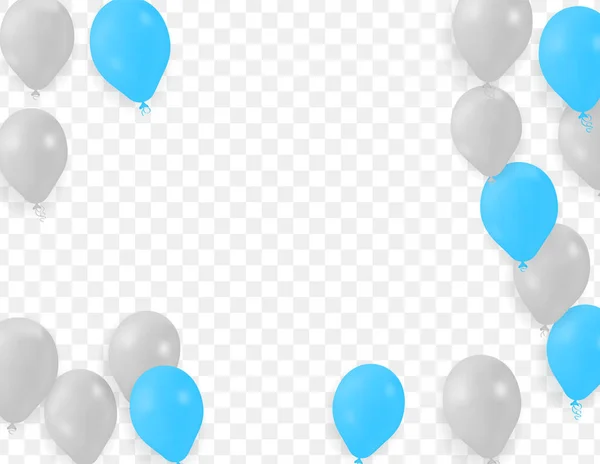 Grupos Racimos Globos Blanco Azul Aislado Sobre Fondo Transparente — Archivo Imágenes Vectoriales