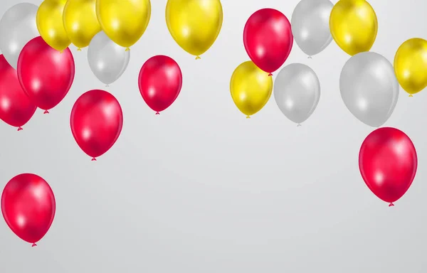 Ballons Rouge Blanc Avec Confettis Sur Fond Blanc Célébration Fond — Image vectorielle
