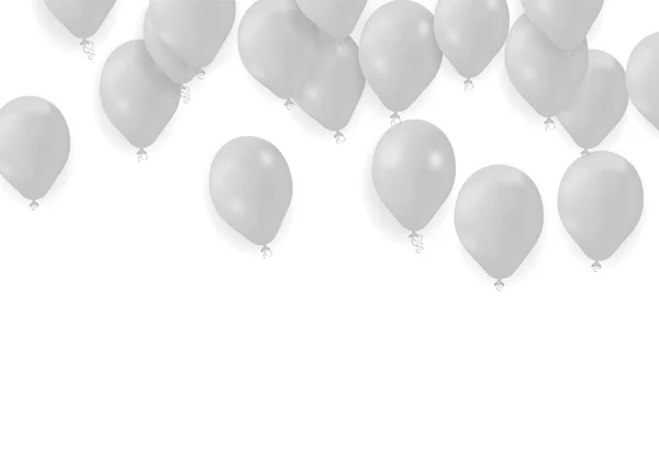 Ballons Blancs Isolés Réalistes Pour Célébration Décoration Sur Fond Transparent — Image vectorielle