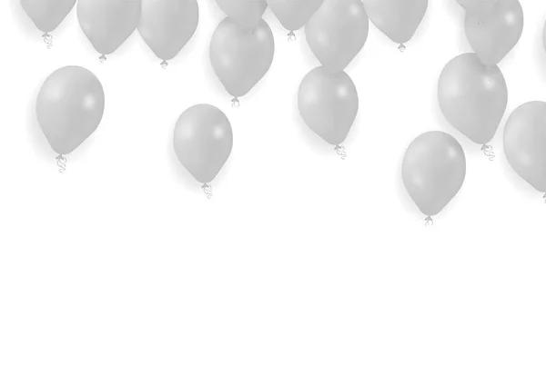 Realistische Isolierte Weiße Luftballons Zur Feier Und Dekoration Auf Transparentem — Stockvektor