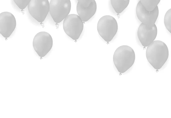 Şeffaf Arkaplanda Kutlama Dekorasyon Için Izole Edilmiş Gerçekçi Beyaz Balonlar — Stok Vektör