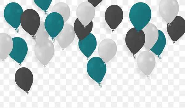 Balloon Set Isolated Transparent Background Vector Realistic Anniversary Birthday Party — Vetor de Stock