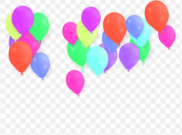 Balloon Set Isolated Transparent Background Vector Realistic Anniversary Birthday Party — Image vectorielle