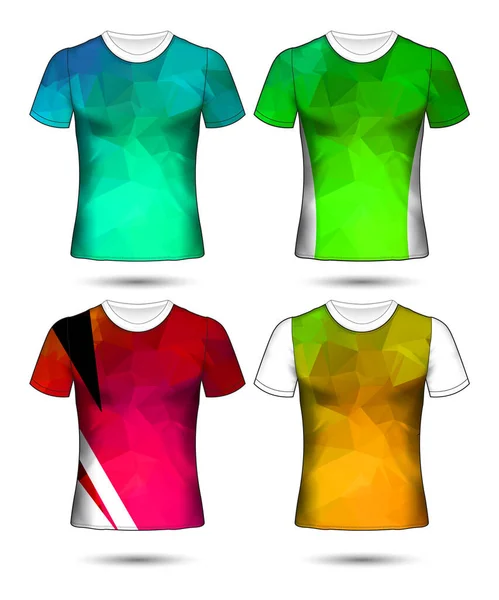 Modelos Shirt Coleção Geométrica Abstrata Diferentes Cores Mosaico Poligonal — Vetor de Stock