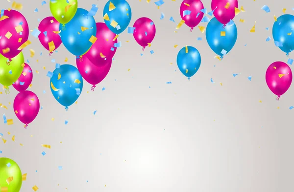 Grattis Födelsedagen Ballonger Banner Bakgrund Illustration Plats För Text Fest — Stock vektor