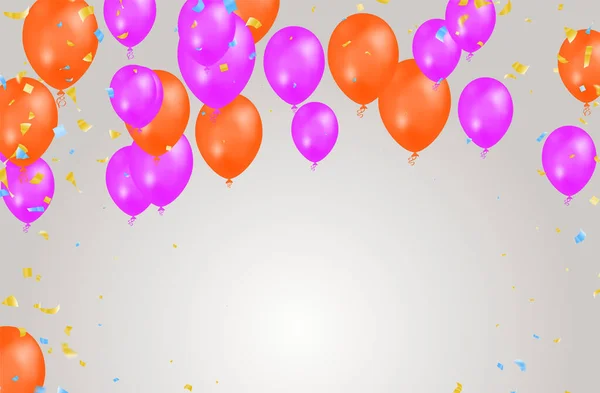 Happy Birthday Balloons Banner Background Illustration Place Text Celebration Festival — 图库矢量图片