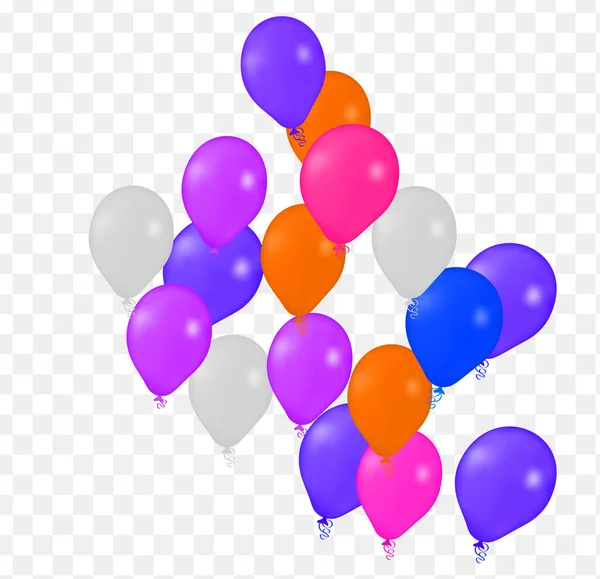 Ballons Vectoriels Hélium Réalistes Joyeux Anniversaire Fond Transparent Décoration Fête — Image vectorielle