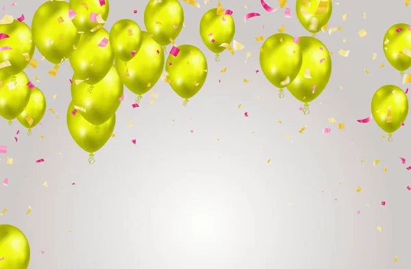 Happy Birthday Ballons Banner Hintergrund Illustration Ort Für Text Feier — Stockvektor